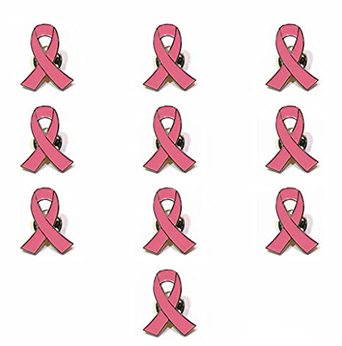 GuoQiao Lot de 10 broches en forme de ruban rose en émail pour la sensibilisation au cancer du sein et l'espoir