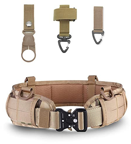 Taktischer Gürtel für Herren, Metallschnalle, 3,8 cm, Nylon, mit CQB/Rigger's Heavy Duty Gürtelpolster und 3 MOLLE-Riemen (Wüsten-Camo)