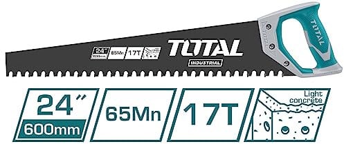 TOTAL - Sega per cemento | Lunghezza 600 mm | Foglio di tungsteno | Per tagliare cemento, calcestruzzo o mattoni | Strumento ideale per lavori di costruzione e muratura