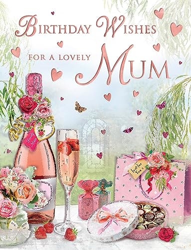 Regal Publishing Birthday Card Mum, Wine Champagne Bottle - 8 x 6 inches