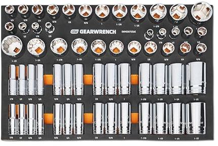 GEARWRENCH 60 Piece 1/2” Drive Master SAE Socket Set in Foam Storage Tray - GWMSSKT12SAE