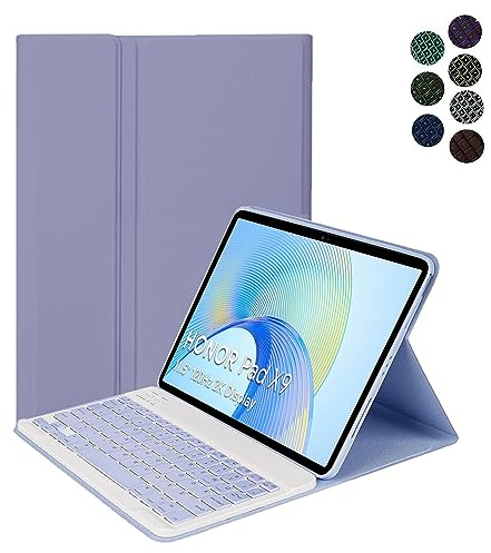 YGoal Tastatur Hülle für Lenovo Tab P12, QWERTZ Layout Ultra-Dünn Hülle mit 7 Farben Hintergrundbeleuchtung Abnehmbarer Deutsches Tastatur für Lenovo Tab P12 12.7, Lila