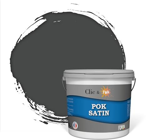 POK SATIN : Peinture Intérieure Satin Lessivable - Noir charbon - 50m² - 5L