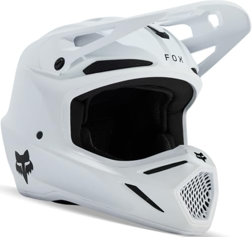 Fox Racing YTH V3 Solid Helmet Jugend Motocross Helm, MIPS Technologie, Glasfaserverbundschale, internes Trinksystem, Kommunikationsaussparung, Schutz & Komfort, Farbe: Matte White, Größe: YS