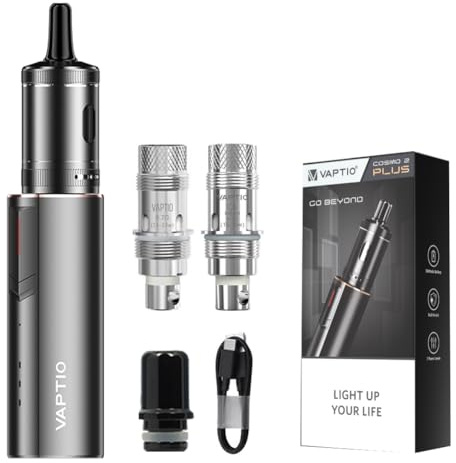VAPTIO Cosmo 2 Plus Kit 3000 mAh Eingebauter Akku 35W Elektronische Zigarette mit Cosmo Spule 2 Stück 0,7 Ohm / 1,0 Ohm,kein E-Liquid kein Nikotin(Grau)