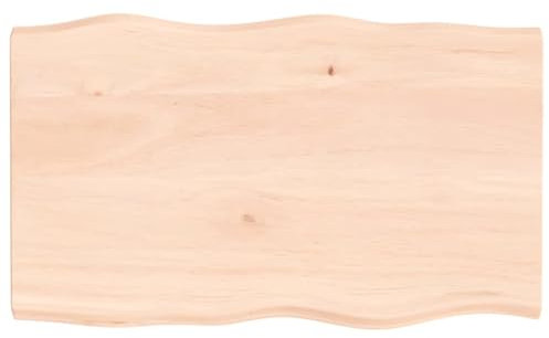 LAPOOH Schreibtischplatte 100x60x4 cm Massivholz Eiche Unbehandelt Tischplatte, Arbeitsplatte, Waschtischplatte, Bürotischplatte