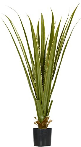 HOMCOM Plante Artificielle Type Agave en Pot Hauteur 90 cm, 16 Feuilles, Interieur extérieur, Grand réalisme