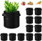WHATWEARS Pflanzbeutel für Pflanzen, verdickte Vliesstofftöpfe mit Griffen, Gemüse-Pflanzbeutel, Stoff-Pflanzgefäße für Garten, Gemüse, Blumen, Pflanzen, Obst, Outdoor, Schwarz, 12 Stück