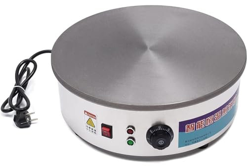 HSRG Professional Crepes Maker Machine, Non-Stick Coating Accessories Crepe Iron Crepe Plate Crepe Maker, Electric Commercial 45 Cm Crepes Device Plate with Temperature Control