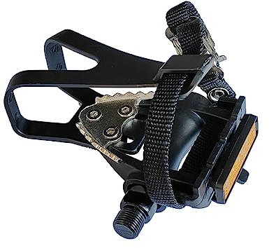 UPANBIKE Fahrradpedale mit Zehenclips und Riemen für Heimtrainer, Outdoor-Fahrräder und Spinning-Bikes, 9/16-Zoll-Achse mit Reflektoren