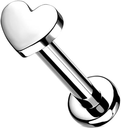 Stachelkleid Labret Piercing Titan Herz Flat Base Flache Basis Gold Universal Hypoallergen Man Frau Conch Cyber Dahlia Helix Ohr Nase Septril Shark Snake Knorpel Lippe Silber, 6 mm