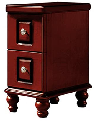 DLAZUM Vintage-Nachttisch, Massivholz, Spaltschrank mit 2 Schubladen, einfaches Schlafzimmer, superschmaler Nachttisch mit 4 Holzbeinen (Braun, 25 x 38 x 53 cm)