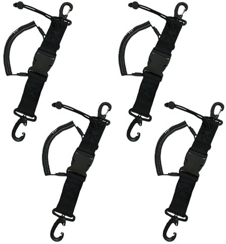BRIOTA 4 Stück Tauchspiralkabel, Spiralkabel Tauchen Kamera Halter Lanyard, Tauchhaken Tauchen Zubehör, Tauchkamera SchlüSselband für Tauchen Schnorcheln Klettern, Unterwasserkamera (Schwarz)