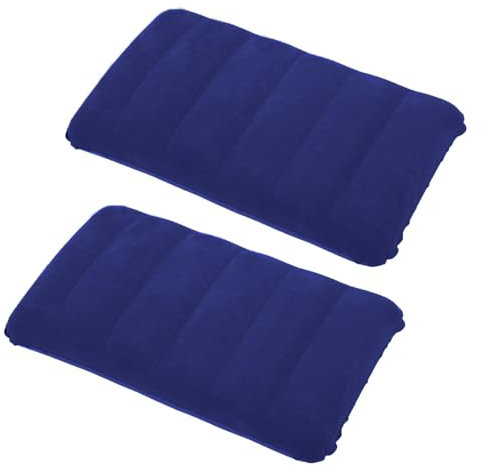 tintoke 2 Stück Aufblasbares Kissen Camping Reisekissen Luftkissen Kopfkissen Velour Kissen, Nackenkissen Strandkissen, für Outdoor Reisen, Wandern (Marineblau)