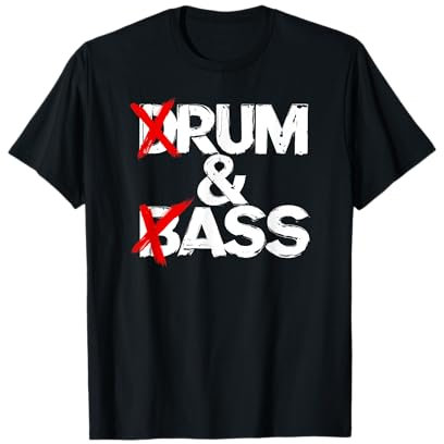 Funny Drummer And Bassist Apparel Drum And Bass Rum & Ass T-Shirt Schwarz Unisex Erwachsene Small Regular Retro Halbarm Geschenkidee