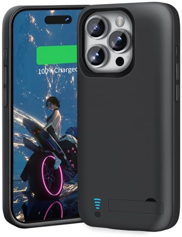 BAHOND Battery Case for iPhone 16 Pro, 5000mAh Rechargeable Extended Battery Charging/Charger Case, Add 100% Extra Juice (6.3 inch) Black