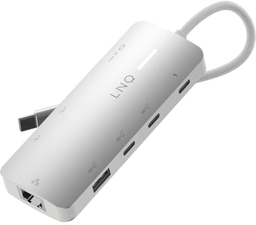 LINQ Connects Hub Multiport 8 en 1 Pro Studio-C con PD, HDMI 8K y Ethernet 2.5GbE - 10Gbps - Compatible con ordenadores portátiles y tabletas