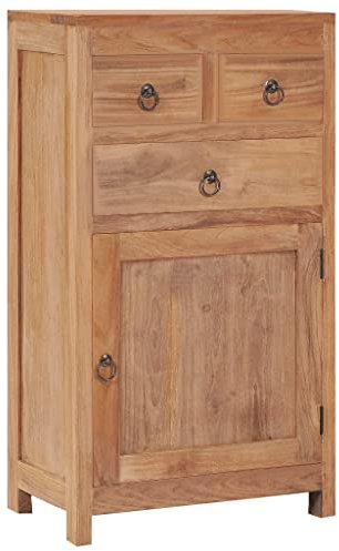 Yunir Buffetschrank mit Stauraum, Großer Küchenschrank aus Teakholz mit 2 Türen, 4 Schiebeschubladen, Sideboard-Schrank für das Wohnzimmer Im Flur