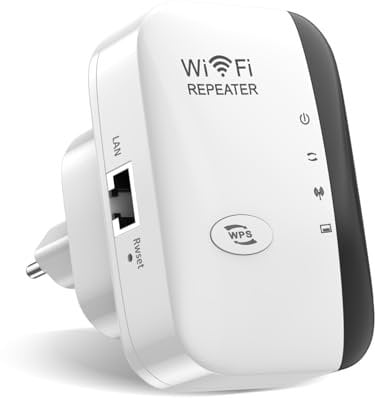 Repetidor WiFi, Amplificador señal WiFi, 300Mbps/2.4GHz Extensor WiFi, Amplificador WiFi con Repertidor/Ap Modo y la función WPS,1 Puerto Ethernet, Facil de Instalar, Conecta Múltiples Dispositivos