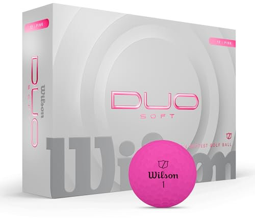 Wilson Duo Soft Golfbälle, Sanftes Spielgefühl und dynamische Energie, Geschwindigkeitssteigerung mit präzisem Flugdesign, Pink, 12er Pack, Keine Größe