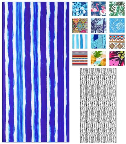 IGINOA Strandtuch XXL Microfaser Strand Handtuch Dunkelblau Gestreift 180x90 Strandhandtuch Damen Schnelltrocknendes Badetuch Strandtucher Sandfrei Dünn Leicht Mikrofaser Beach Bath Towels