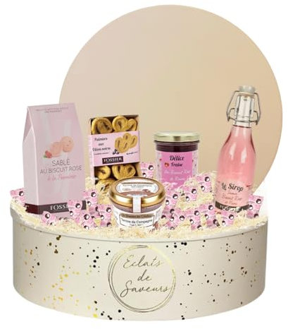 Coffret Cadeau Gourmand Fossier & Monbana | Biscuits Roses, Confiture, Sirop,Guimauves, Terrine et Feuilletés Salés | Prêt à Offrir