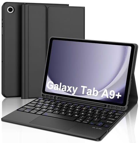 IVEOPPE Case Keyboard for Samsung Galaxy Tab A9+, UK Layout Touchpad Keyboard for Samsung Galaxy Tab A9 Plus 11 Inch, Detachable Trackpad Keypad for A9 Plus 2023, Black