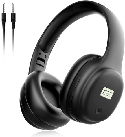 UMUTOO Cuffie Radio FM, Cuffie Sovraurali Ricaricabili, Auricolari Radio FM Digitali con Ottima Ricezione, Auricolari Radio Pieghevoli con Ingresso AUX per Taglio Della Erba, Jogging, Passeggiate