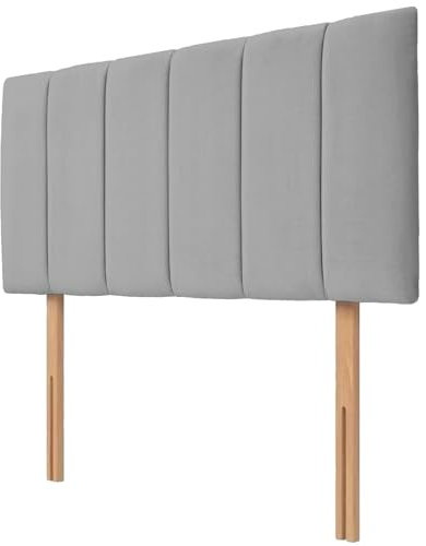 Kiswa collection Lined Bed Headboard | Plush Velvet Upholstered Headboard 20’’ Height | Extra Padded Lined with Wooden Struts for Divan Beds, Bedroom Furniture (Grey, 3ft Single)