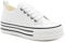 IMTY Womens Platform Canvas Trainers Lace Up Chunky Sole Baseball Sneakers Ladies Flat Low Top Fashion Trainer Pumps (White PU, UK Footwear Size System, Adult, Women, Numeric, Medium, 6)