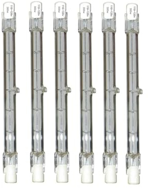 QIROGKC R7S Halogen-Leuchtmittel, 118 mm, 6 Stück, 100 W-500 W, 110 V/230 V, T3, J-Type Warmweiß, 2900 K, für Landschaft, Projektor und kommerzielle Beleuchtung, 118 mm, 400 W, 110 V