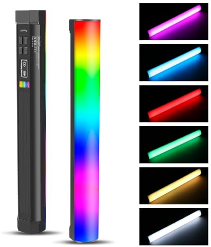 OBETS RGB Handheld Videoleuchte, LED Fill Light mit 3000mAh Akku, 2500-9000K Dimmbare Kamera Tube Light für Studio Fotografie TikTok YouTube Vlog, 30cm