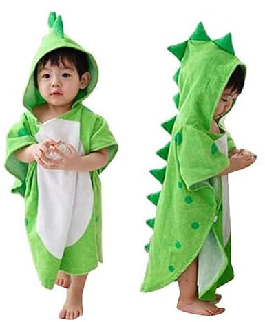 Citridarll Kids Baby Boy Girl Bath Towel Wrap, Cotton Hooded Towel Cartoon Dinosaur Bathrobe Beach Poncho Towel for Children 1-8 Years