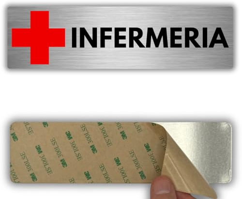 LEIASA | Cartello Infermeria - 5x18 cm - Alluminio - Primo Soccorso Medico | Targa Infermeria, Adesivo Ambulatorio Cure, Segnale Porta Infermeria, Placca Personale Sanitario, Insegna Medicazioni