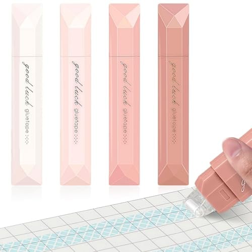 flintronic Colla a Nastro, 4 Pezzi Colla Roller Biadesivo, per Scrapbooking per La Creazione di Album Fotografici e Biglietti Diari(5m*6mm)