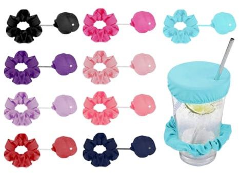Hitopin Réutilisable chouchou Couvre-Gobelet,9 Pièces Chouchou avec Housse pour Boisson,Protege Verre Anti Drogue,Choucho Boisson Protecteur Réutilisables,pour Fête,Festival,Bar (9 Couleurs)