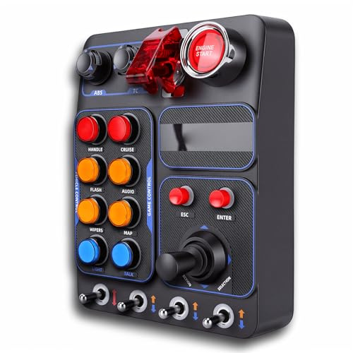 Sxhlseller Racing Control Box with 30 Programmable Keys, RGB Lighting, Compatible withPXN V9 GEN2 Steering Wheel, PC Gaming, ABS Construction