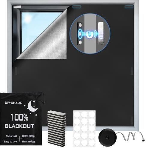 400 x 148 cm Fenster Verdunkelung Magnetisch, 100% Verdunklungsstoff 420D Oxford Verdunkelungsrollo Ohne Bohren Dachfenster Verdunkelung Abnehmbar für Kinderzimmer Schlafzimmer