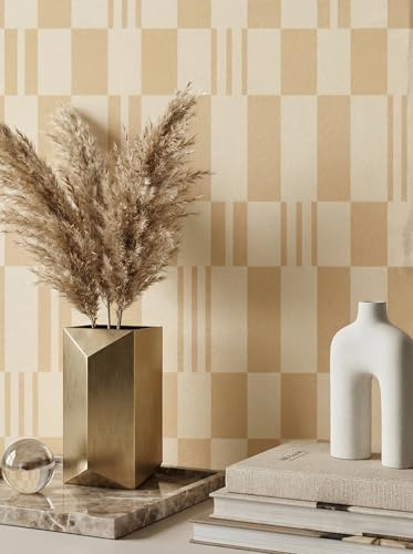 Newroom Papier Peint Intissé Orange Géométrique pour salon et chambre - Papier Peint Graphique Terracotta Structuré Motifs Moderne Made in Germany 10,05x0,53m