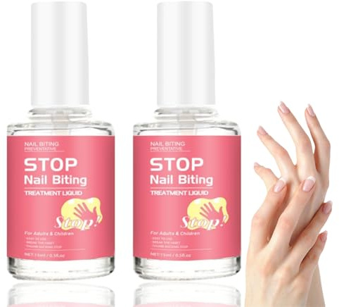 2 Stück Stop Nägelkauen Nagellack,Nagellack Gegen Nägelkauen,Bitterer Lack Gegen Nägelbeißen,Fingernägel Kauen Stoppen,Mittel Gegen Fingernägel Kauen für Erwachsene,Klar Wasserfest Schnelltrocknend