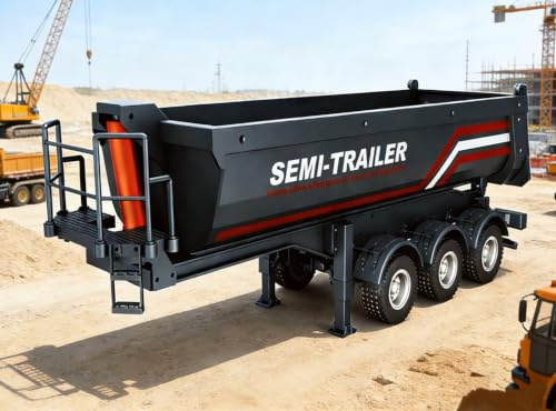 AS Hobby Italia HUINA 1509 Semirimorchio Ribaltabile RC 1:18 con Cassone Elettrico Compatibile Huina 1501 Scania, Trailer Radiocomandato in ABS con Batteria Li-Po 7.4V