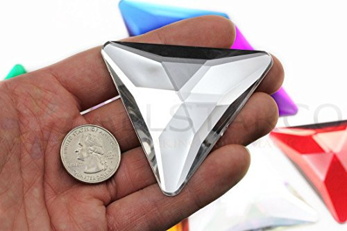Allstarco 68mm Crystal Clear H102 Self Adhesive Flat Back Large Triangle Cosplay Stick On Gems Acrylic Rhinestones Plastic Jewels for Crafts - 1 Piece
