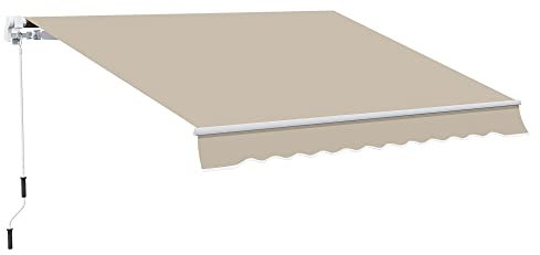 Outsunny Toldo para Patio Balcón Terraza y Jardín con Brazo articulado de Aluminio y Tela de Poliéster de 280g/m2 400x250cm (Marrón)