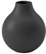 Villeroy und Boch Collier Noir Vase Perle No. 3, 11 x 11 x 12 cm, Premium Porzellan, Schwarz