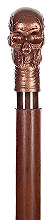 Eleganter Gehstock TM22029 Holz mit Messinggriff Totenkopf Spazierstock Gehhilfe 100cm Stock zerlegbar in 3 Teile ideal zum verreisen
