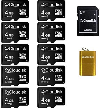Cloudisk 10er-Pack 4 GB Micro-SD-Karte mit MicroSD-Adapter-Kartenleser-Speicherkarte (4GB)
