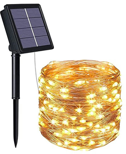 flintronic Solar Lichterkette Aussen, 32M 300 LED Solar Lichterdraht IP64 Wasserdicht, 8 Modi Lichterkette Außen für Garten, Bäume, Terrasse, Weihnachten, Hochzeiten, Partys - Warmweiß