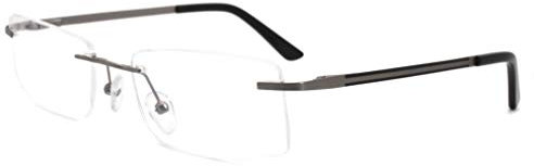 CARMIM Brillengestell Männer Frauen Randloses Metall Leichtes Brillengestell Grau Optische Brille Retro Rechteckige Brille Herren