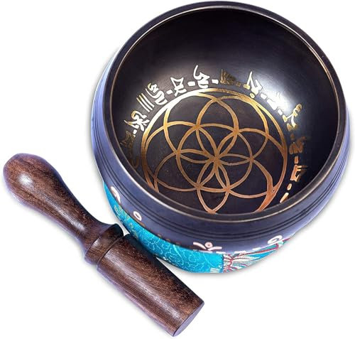 Himalayan Bazaar Ensemble de bols chantants tibétains – Facile à jouer pour les débutants – Authentique fabriqué à la main – Méditation de pleine conscience – Son holistique – Cadeau de guérison des 7