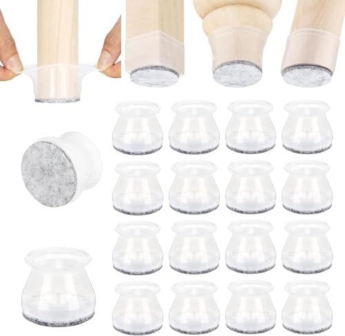 Aneaseit Taco Protector para Patas de Sillas - 5cm x 16uds Transparente - Tacos Protectores de Silicona para Patas de Silla y Muebles de Madera Dura - Tamaño L